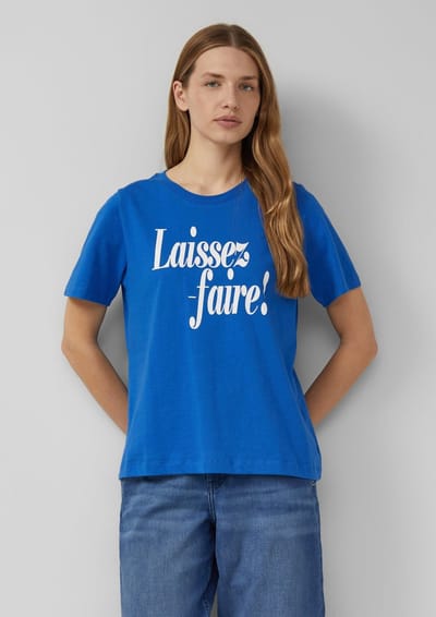 Zachte jersey T-shirt met print aan de voorkant en logo detail vrouw s.Oliver
