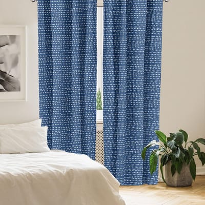 ABAKUHAUS – Voorhangen 2x75x175 cm – microvezel – Marineblauw/Wit