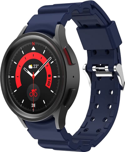 Strap-it Smartwatch bandje - siliconen armor bandje - geschikt voor Samsung Galaxy Watch 7 (40 & 44mm) / Galaxy Watch 6 (Classic) / Galaxy Watch 5 / Galaxy Watch 5 Pro / Galaxy Watch 4 / 4 Classic / Watch FE - donkerblauw
