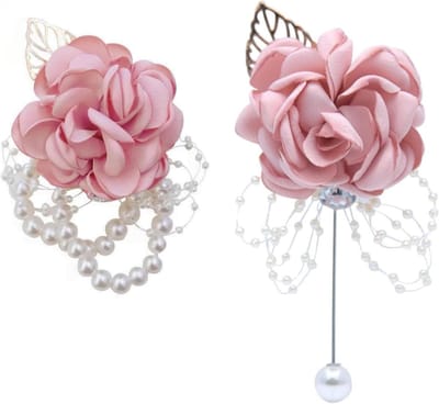 Pols Corsages - Bruiloft Accessoires - Feestelijke Decoratie - Met Parelband - 2 Stuks - Wit