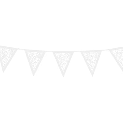 PartyDeco - Papieren slinger, pearl white, 19.5 cm x 3 m.