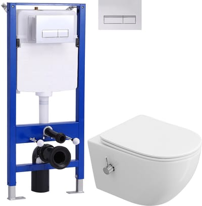 HOROW Douche WC - Bidetfunctie - Softclose Zitting - Ladydouche - incl. 114cm Inbouwreservoir