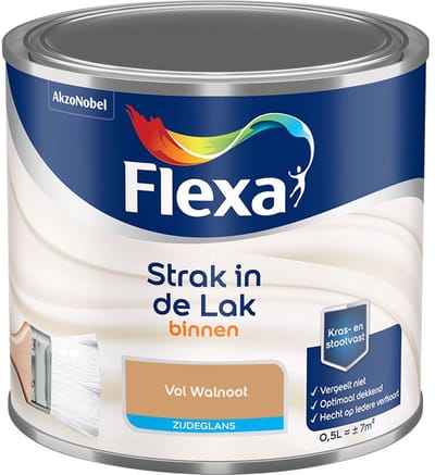 Flexa - Strak In De Lak Binnenlak Zijdeglans - Vol Walnoot - Mengverf - 500 Ml