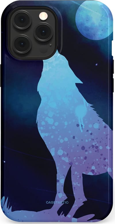 Casetastic Hoesje Geschikt voor Apple iPhone 12 Pro Max Magsafe - Stijlvolle Beschermende Duo-layer Case - Blauwe Wolvennacht