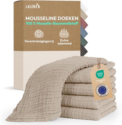 Set van 10 Spuugdoekjes voor Baby - Comfortabele Mousseline Doekjes 70x70 - Absorberende en Wasbare Babydoekjes - Beige