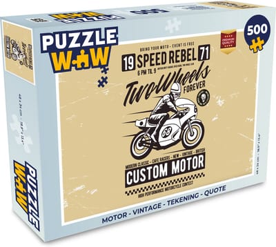 Puzzel Motor - Vintage - Tekening - Quote - Legpuzzel - Puzzel 500 stukjes