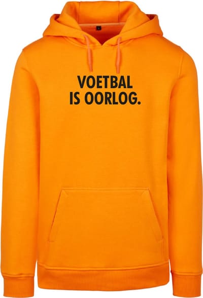 Hoodie oranje M - Voetbal is oorlog - soBAD. | Oranje hoodie dames | Oranje hoodie heren | Oranje sweater | Oranje | WK | Voetbal | Nederland