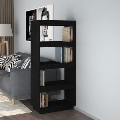 vidaXL - Boekenkast/kamerscherm - 60x35x135 - cm - massief - grenenhout - zwart