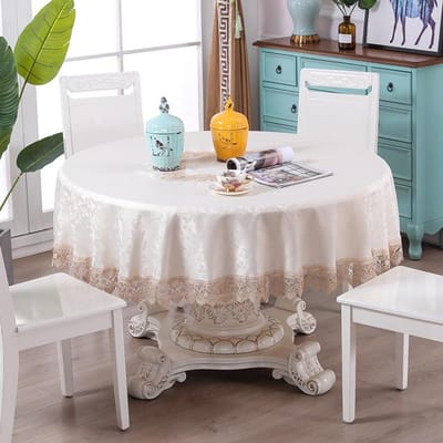 Rond Tafelkleed Schrijf Europa Geborduurd Tafelkleed Tafel Juppe Eettafel Hoes Bloem Kant Nachtkastje Tv-meubel Stofhoes Diameter 85cm Round gray