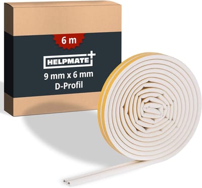 Afichtingsprofiel - Zelfklevende band - Tochtvrij maken - Duurzaam EPDM rubber - 9x6 mm 6 meter - Wit
