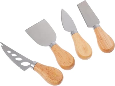 Roestvrijstalen Schrapers - Verfkrabbers Gipsplaat reparatie - Doe-het-zelf klussen - Comfortabele houten handgrepen - 14cm x 4cm x 1.6cm - Multicolor