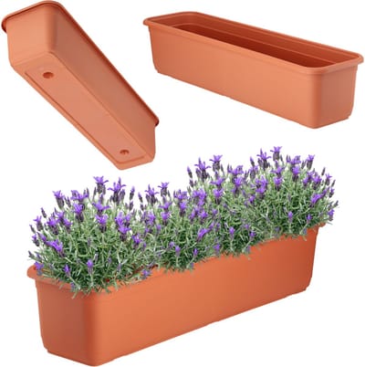 KADAX Bloembak 60 cm, terracotta, balkonbak van hoogwaardige kunststof, plantenbak voor binnen en buiten, bloempot voor balkon, terras en vensterbank