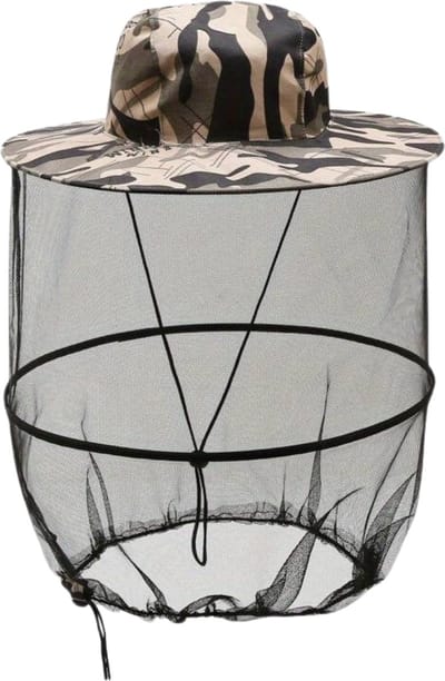 Bovista Zonnehoed - Reishoed - UV Beschermende Hoed - Pet - Muggenhoed - Hoedje Voor Dames & Heren - Hoofdbescherming - Gezichtsmasker - Grijze Camouflage