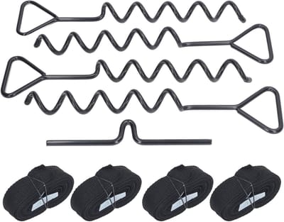 Trampoline Ankerset - Grondankers Tuin - Veilig Verankeren - Stalen Stevigheid - 30.5cm Lengte - Zwart