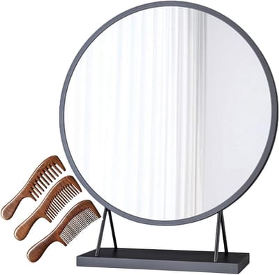 Ronde Staande Spiegel - Make-up Spiegel - Dagelijkse Verzorging - Stabiele A-Frame - 30 cm Diameter - Zwart
