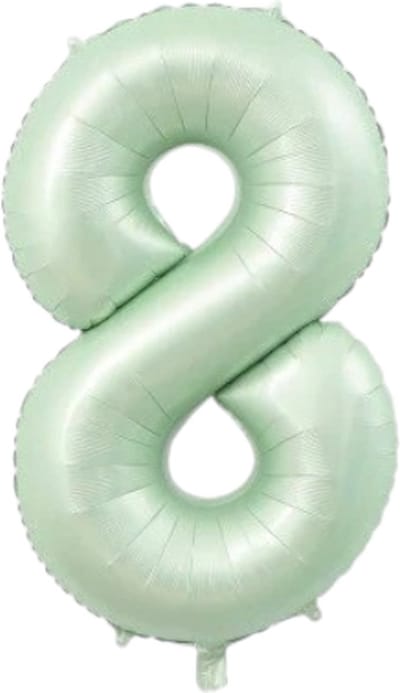 Folieballon cijfer 8 - mintgroen - 80cm