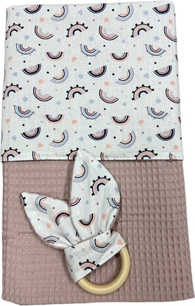 baby deken kinderwagen deken wieg deken oud roze regenboog 60 x 90 cm (zonder bijtring)