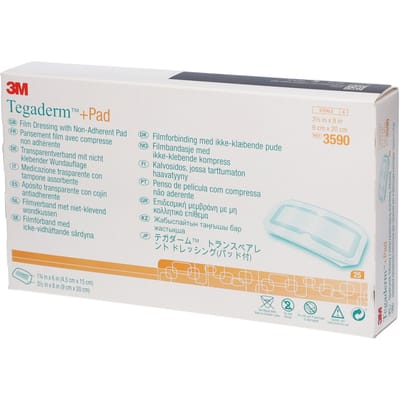 3M Tegaderm + Pad Transparant Filmverband met Absorberend Kompres 9cmx20cm 25 Pleister