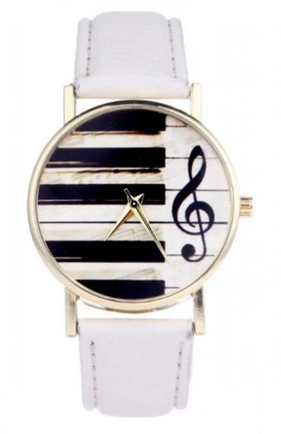 Hidzo Horloge Piano - Ø 37 mm - Wit - Kunststof
