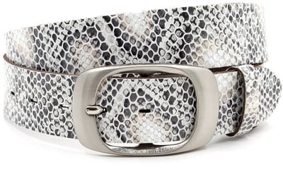 Dames riem wit met slangenprint - 4 cm breed - Leer - Jeans riem - Casual - Maat 85