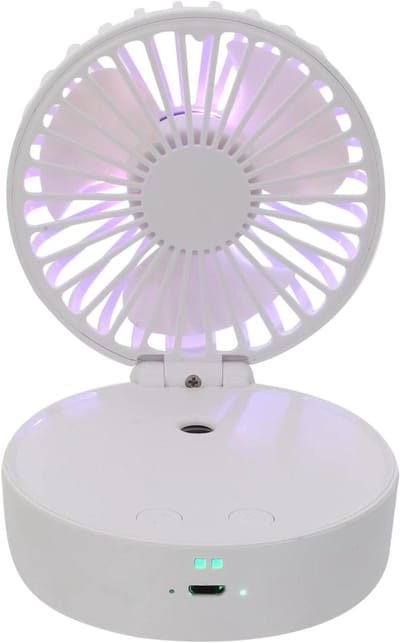 Draagbare Luchtbevochtiger Ventilator - Mini Ventilator Spray - Reizen Zomerweer - Nano Penetratie Technologie - 9x9x4.5CM - Wit