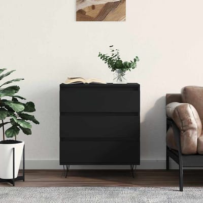 vidaXL - Dressoir - 60x35x70 - cm - bewerkt - hout - zwart