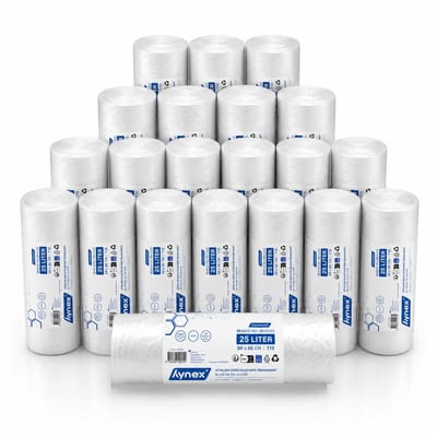 Hynex Afvalzak Transparant T15 50x55 cm 25 Liter HDPE 20 Rollen x50 Stuks ( Totaal 1000 Stuks )
