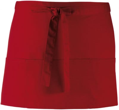 Kort schort met 3 open zakken pr155|kleur  burgundy|restaurant schort | bedieningsschort | 12 verschillende kleuren| horeca kleding| horeca kleding