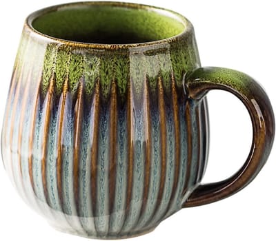 VHV-Mok - Koffiemok - Grote mok - Theemok - Keramiek - Handgemaakte look - Vaatwasserbestendig - Magnetronbestendig - Cadeau idee - Voor kantoor en thuis - Groen