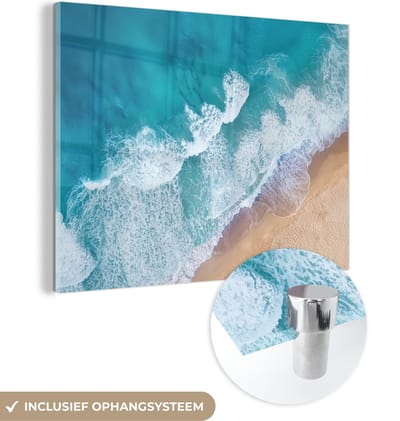 MuchoWow® Glasschilderij 120x90 cm - Schilderij acrylglas - Strand - Water - Zee - Foto op glas - Schilderijen