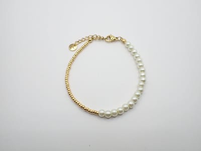 Colure® armband glasparels 6mm white goud Miyuki combinatie