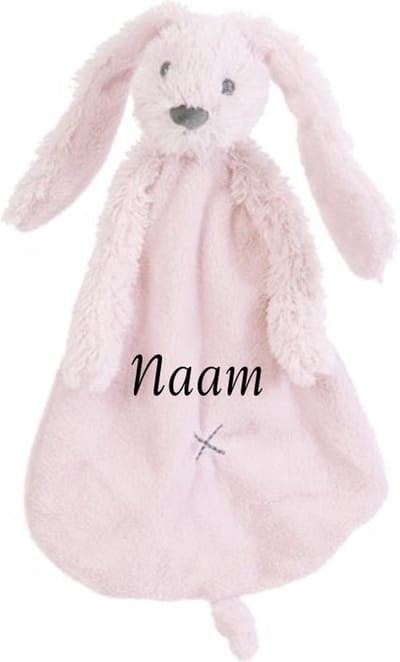 Happy Horse Konijn Richie Knuffeldoekje met naam Roze - Knuffeldoekje met naam - Gepersonaliseerd geborduurd kraamcadeautje