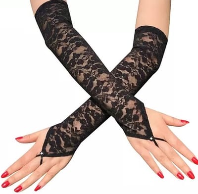 Vingerloze Kanten Handschoenen voor Dames - Lange Mesh Kanten Handschoenen voor Bruiloften en Feestjes