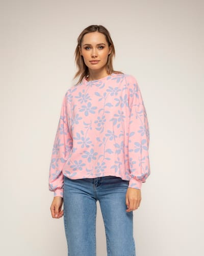 Sweatshirt met lange mouwen en bloemenprint
