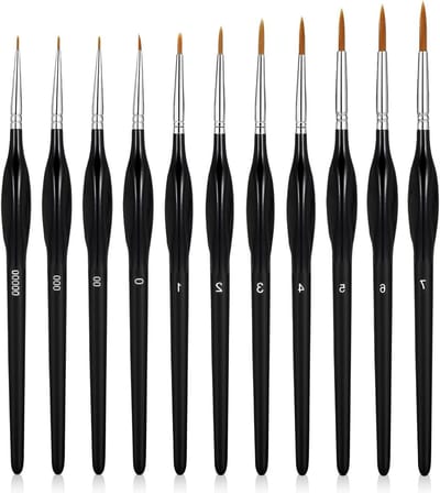 11-delige set fijne detailpenselen voor modelverf, professionele miniatuurkwasten voor fijne details, figuren, acryl en aquarel schilderen