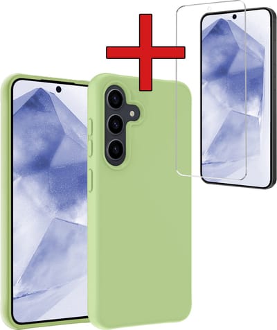 Hoesje - Met Screenprotector - Geschikt voor Samsung Galaxy A55 - Sterk & Shockproof - Telefoon Hoes - Back Cover - Siliconen Case - Telefoonhoes - Groen