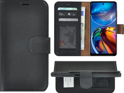 MoDo hoesje Geschikt voor Motorola Moto E32/ E32s - Leer Book Case - Zwart