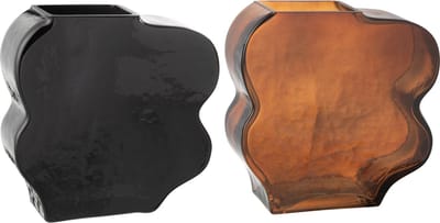 J-Line vaas Grillig - glas - camel/donkerbruin - small - 2 stuks