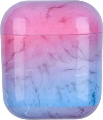 Studio Air® Airpods 2 Hoesje Marmer - Stevige Airpods Case ook geschikt als Airpods 1 Hoesje - Roze Blauw