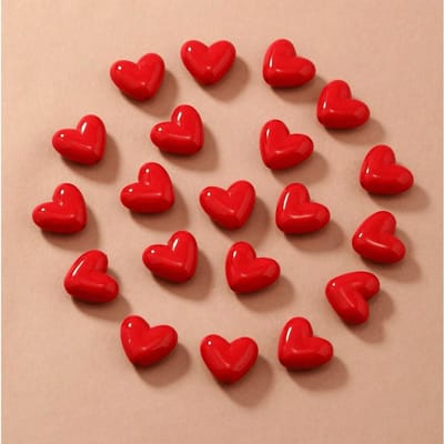 50 stuks Glanzende 3D Acryl Rode Hartvormige Kralen Knutselbenodigdheden voor DIY Kettingen, Oorbellen, Armbanden, Sleutelhangers voor Sieraden Maken 50pcs