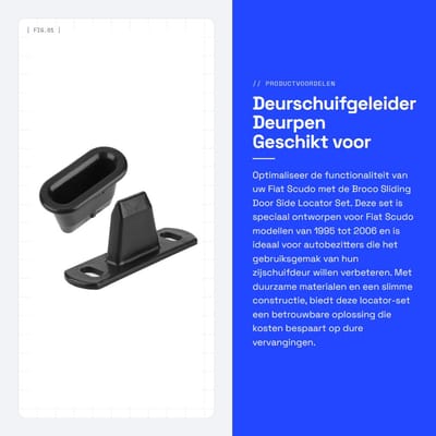 Dailygoods- Deurschuiflocatorkit Hoogwaardige Kwaliteit - Set Locators - Positioneringshandleiding - Voor Fiat Scudo 1995-2006 - Duurzaam - Inclusief 2 Stuks