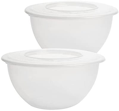 Centi Kom 2 stuks slakom met deksel 5 liter voorraaddoos opslag nieuw (transparant)
