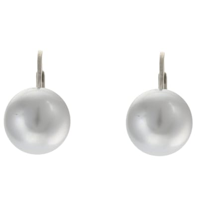 Behave – Oorbellen dames – Zilvergrijze glasparel 12 mm – Nikkelvrij