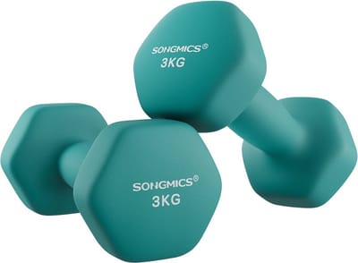 SONGMICS Set van 2 zeshoekige halters met neopreen coating voor krachttraining, fitness, training thuis