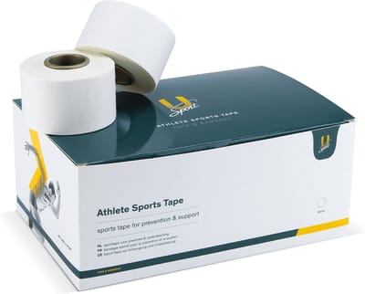 U-Sport Athlete Sports Tape - Niet-elastische Sporttape - Zinkoxide Kleeflaag - Voor Enkels & Knieën - Medische Kwaliteit - 12 Stuks - Wit (3,8 cm)