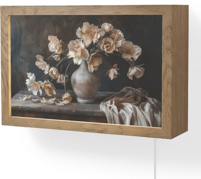 Wandlamp 30x20 cm - Oplaadbaar - Bloemen - Vaas - Kunst - Stilleven - Wandlampen binnen woonkamer - Slaapkamer lamp met kabel - Decoratieve nachtlamp - Vloerlamp snoer