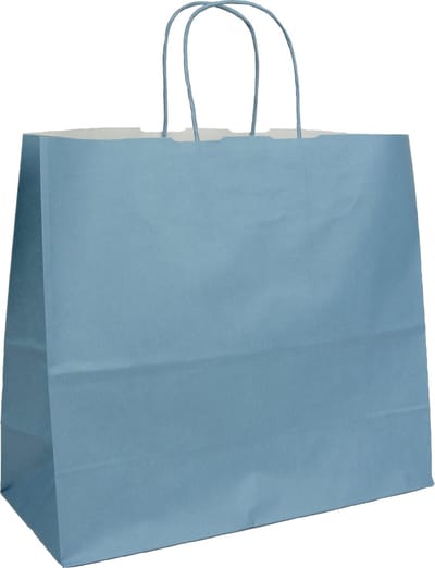 Papieren Draagtassen Blauw - Grijsblauw - 32x13x28 cm - Gedraaide Handgrepen - 25x