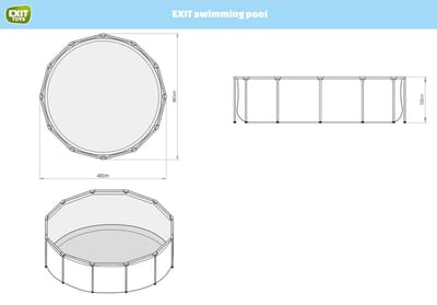EXIT Black Leather Frame Zwembad ø450 - Opzetzwembad - met Filterpomp - Rond - Zwart