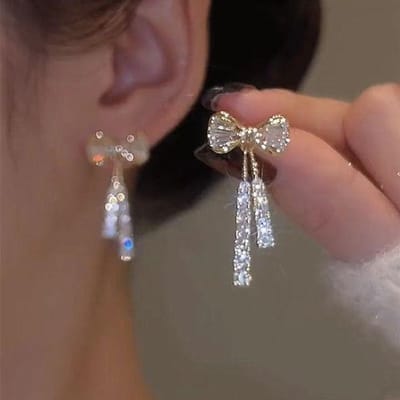 Modetrend Uniek ontwerp Prachtige lichte luxe micro-ingelegde zirkoon vlinderkwastje oordraad dames hoge sieraden feestcadeau brown