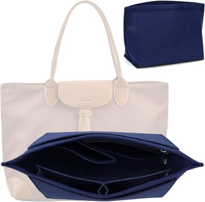 Famanu – Tasorganizer voor Premium organizer voor tas - portemonnee-organizer - handtassen - organizer - vilt - tasorganizer met meerdere vakken (marineblauw - M)